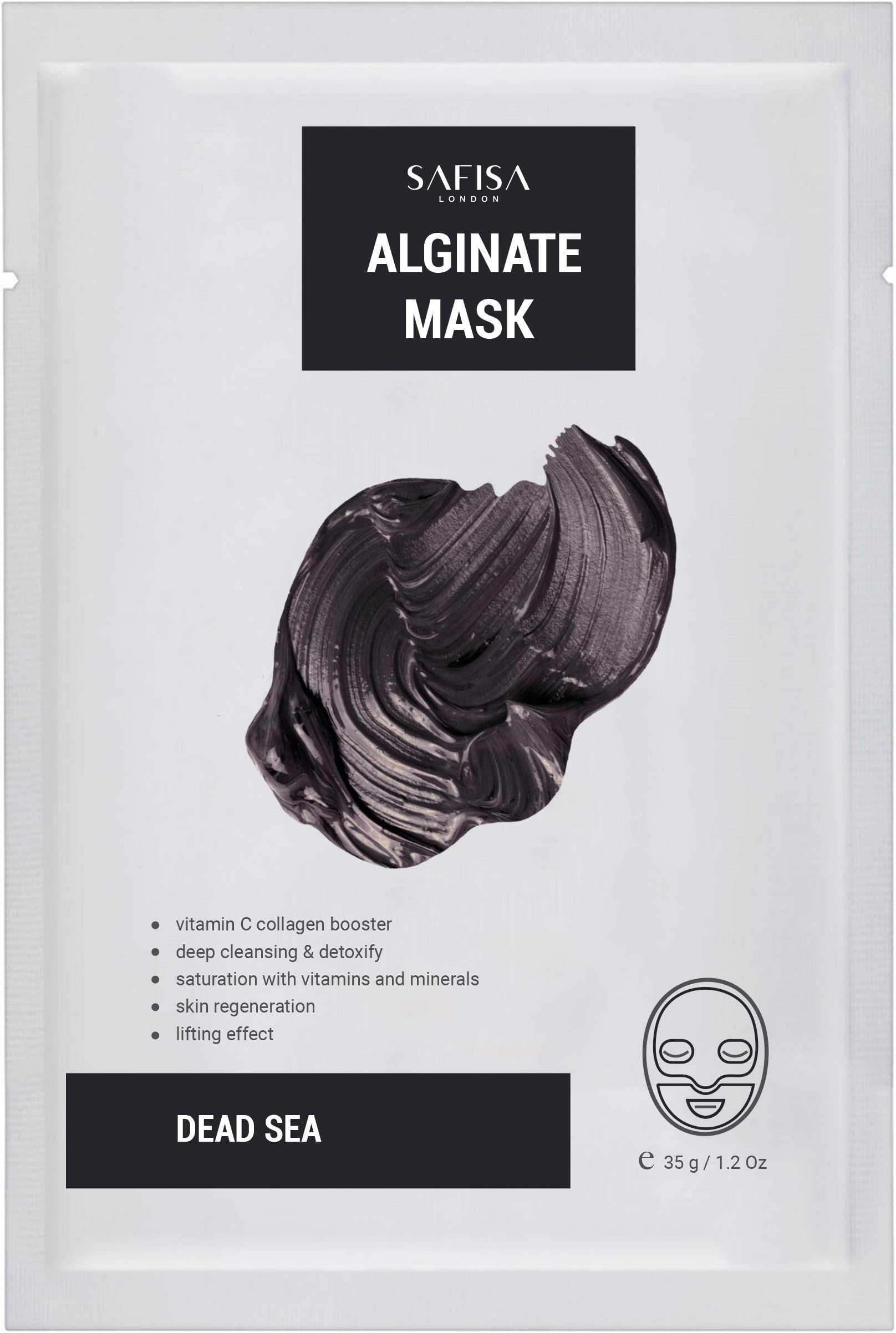 SAFISA Dead Sea Alginate Mud Mask 35g | Pore Minimizer Black Mask with 100% Natural Ingredients | Deep Cleansing Blackhead Removal Clay Mask | Korean Skincare Formula | All Skin Types
