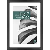 MCS Studio Gallery Poster Frame, 14x20 Matted to 11x17, Black Woodgrain | Matted Poster Frame, 14x20 Inch Outer, 11x17 Inch Picture Window, Black Woodgrain Engineered Wood, 1-Pack