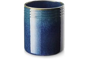 DOWAN 7.2" Large Kitchen Utensil Holder for Countertop, Ceramic Utensil Crock with Table-Protection Cork Mat, Cooking Utensil Holder for Kitchen Decor & Housewarming