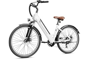 YOLOWAY Electric Bike for Adults, 26" Up to 1000W Peak Motor E-Bike, 40+ Mile Range Brushless City E-Bike, with 360Wh Removable Battery, 25 Mph 7 Speeds & Front Suspension for Commuting