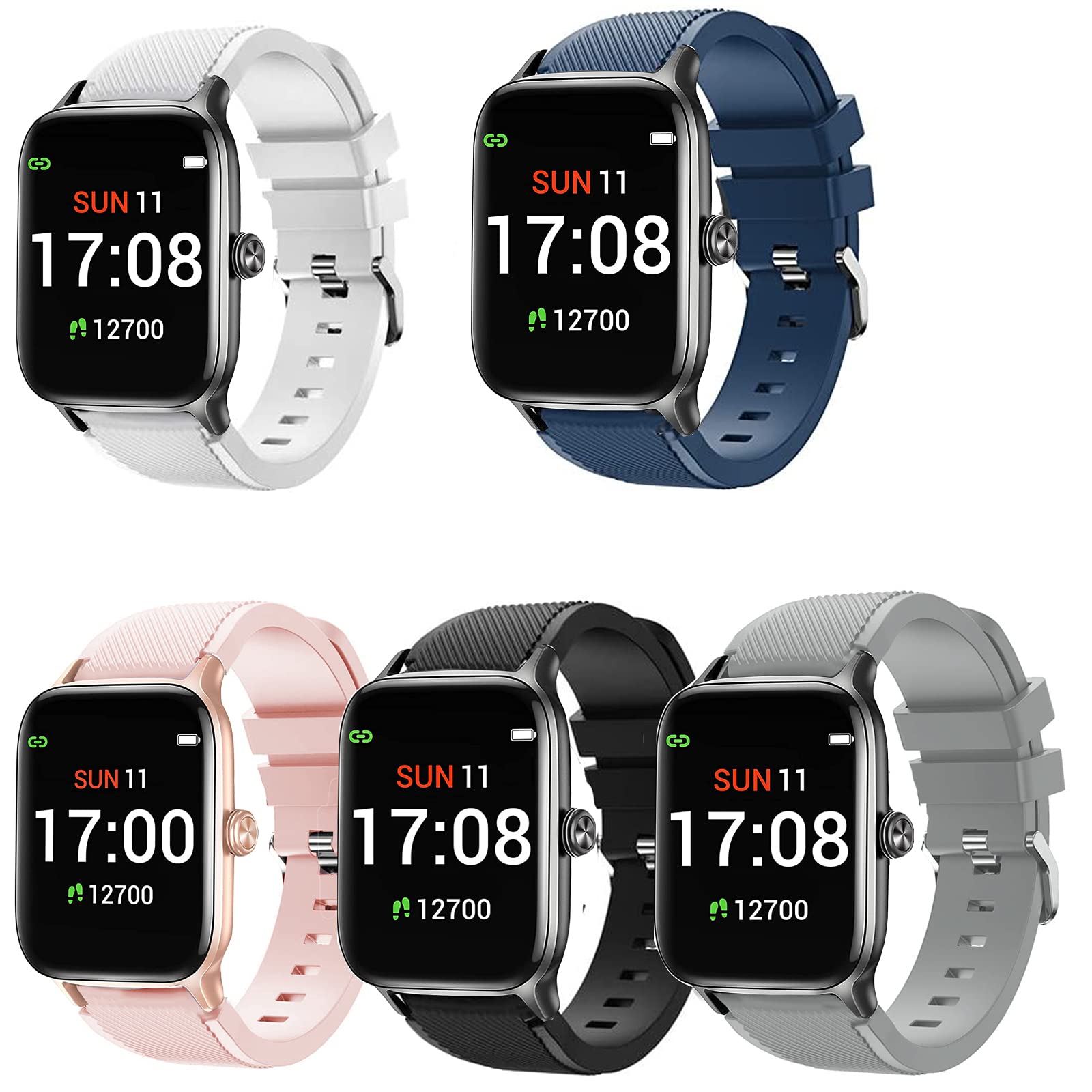 Giaogor Compatible for Letsfit EW1 Bands, Silicone Sport Strap Replacement Wristband ​Accessories Strap Compatible for Letsfit EW1 Smartwatch (5 pack)