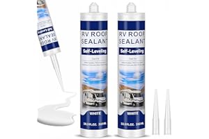 DYVIO Self Leveling Lap Sealant White RV Roof Sealant, RV Caulking Exterior for RV Roofs Waterproof & UV-Resistant for Roof Repair, Leaks & Caulking - 10.3 Oz 2 Packs