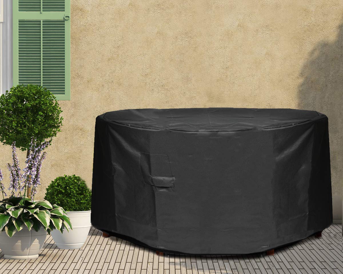 600d Oxford Waterproof Patio Furniture Set Cover 128 X 71cm Black Garden Outdoor Round Patio Table Chair Cover Iisport Circular Table Cover 50 Dia X 28 H Patio Lawn
