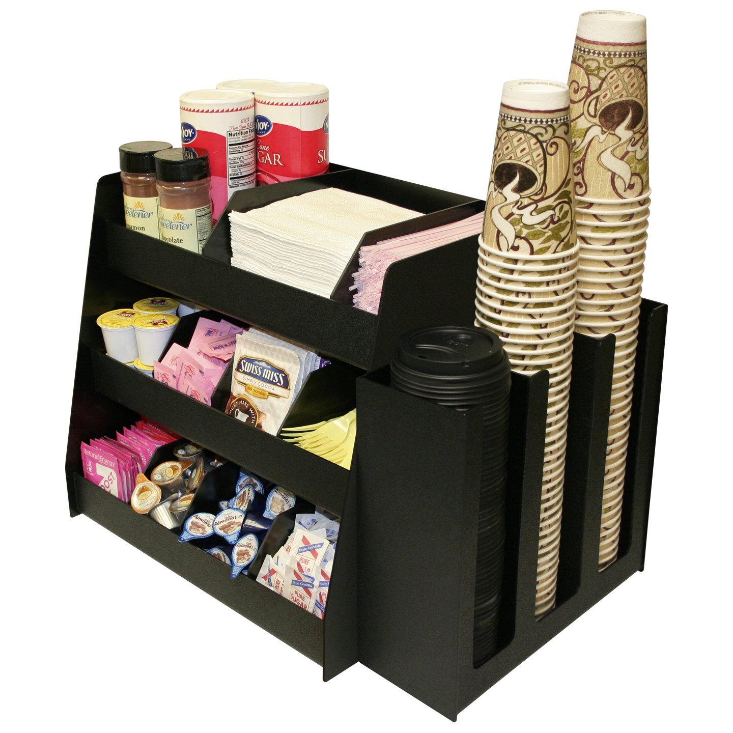 2 Piece Combo Coffee Condiment Organizer And A 3 Column Cup and Lid