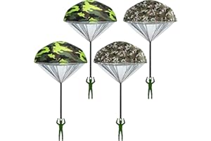 Leehoom 4PCS Parachute Toys Set Tangle Free Throwing Parachute Figures Hand Throw Soliders Parachute Square Outdoor Children's Flying Toys | Age：Over 3 Years Old - No Batteries Toss It Up (Set A)