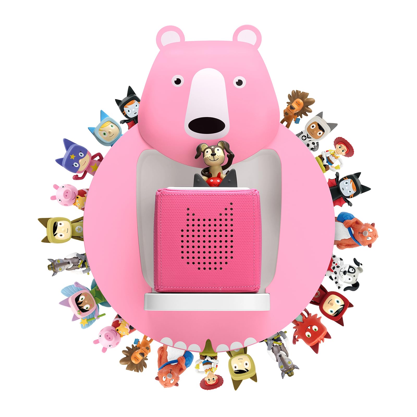 Xozoyo Tonies Shelf Wall Floating tonie Shelves for Toniebox, 30-48 Figures Storage Bear-Shaped tonies storage for Children's Rooms and Nurseries(Pink)