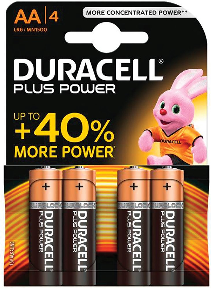 Duracell LR6/MN1500 - Pile Alcaline - AA x 4 - Plus (LR6)