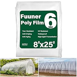 Fuuner Greenhouse Plastic Sheeting 6 Mil, 8 x 25 FT