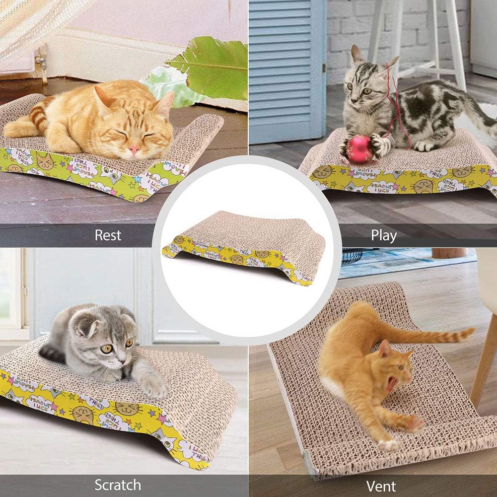 2 Pack Cat Scratcher Cardboard, Reversible Corrugated Cat Scratching Pad Replacement Scratcher Pad Lounge Sofa Bed  (Catnip Included) : Pet Supplies