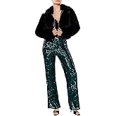 Forever 21 Womens Sequin High-Rise Wide-Leg Pants