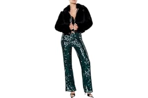 Forever 21 Womens Sequin High-Rise Wide-Leg Pants