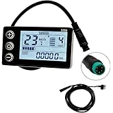 S866 E-Bike LCD Display, 24V 36V 48V Electric Bike Dashboard 5-Pin | E‑Bike LCD Display,5‑Pin Waterproof Connector,Switchable UART 2/5S/J Protocols,Real‑Time Speed Battery Gauge for Scooters