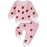 mlpeerw Toddler Baby Girl Fall Winter Clothes Long Sleeve Strawberry Sweatshirt With Jogger Pants Sweatsuit Cute 2Pcs Outfit