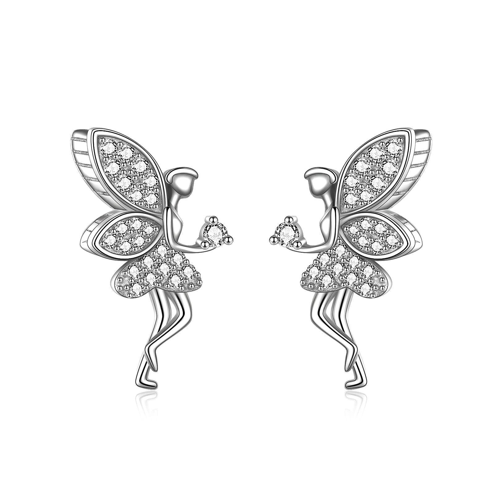 VENACOLY Fairy Earrings Sterling Silver Tinkerbell Stud Earrings Mother's Day Jewellery Birthday Christmas Gifts for Women Mum