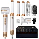 7 in ONE Hair Dryer Brush, Powerful Blow Dryer Brush with Air Curler for Hair, Brush Blow Dryer with Diffuser, Ionic Hot Air Brush Fast Dry, Volumize, Curls, Straight, Hair Styling Tools 100-120V