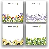 Rainbam Cute Floral 4-Pad/200 Sheets 3x3in Sticky Notes Set, Adorable Memo Pads with High-Adhesive, Reusable Tearable Post it Notes for Journal Planners Office School Home, Bulk Stationery Gift