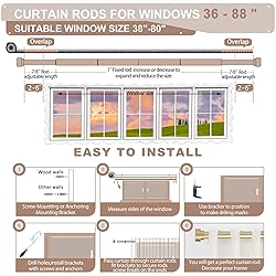 HEI! DEAR Gold Curtain Rods 48 to 84 Inch(4-7FT),1