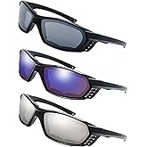 Motorcycle Riding Glasses Padded Frame Lens Block 100% UVB/UVB for Outdoor Activity Sport