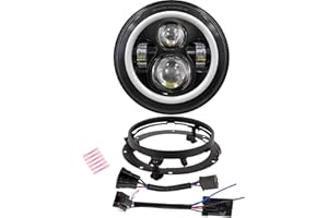 XPCTD 7 Inch LED Headlight DOT DRL Light Halo Bulb Kit for Touring Street Glide Road King Ultra Classic Electra Glide FatBoy Tri Cvo Heritage Softail Slim Deluxe Switchback Black