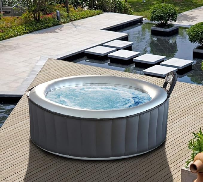 MSpa Lite Silver Cloud Bubble Spa Portable Hot Tub, 930 liters, Charcoal Grey, 2.04x2.04x0.7 cm