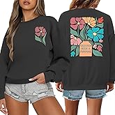 MOUSYA Christian Sweatshirts for Women Bible Verse Shirt Jesus Floral Pullover Religious Faith Crewneck Long Sleeve Tops