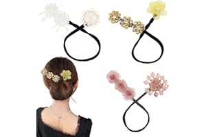 SENNI Delicate Shining Flowers Hair Bun Maker Lazy Hair Curler Bun Maker For Hair Scrunchies Hair elegant Bun Lazy Hair Curler Bun Maker Deft Bun Make For Women Girls (Style 4)