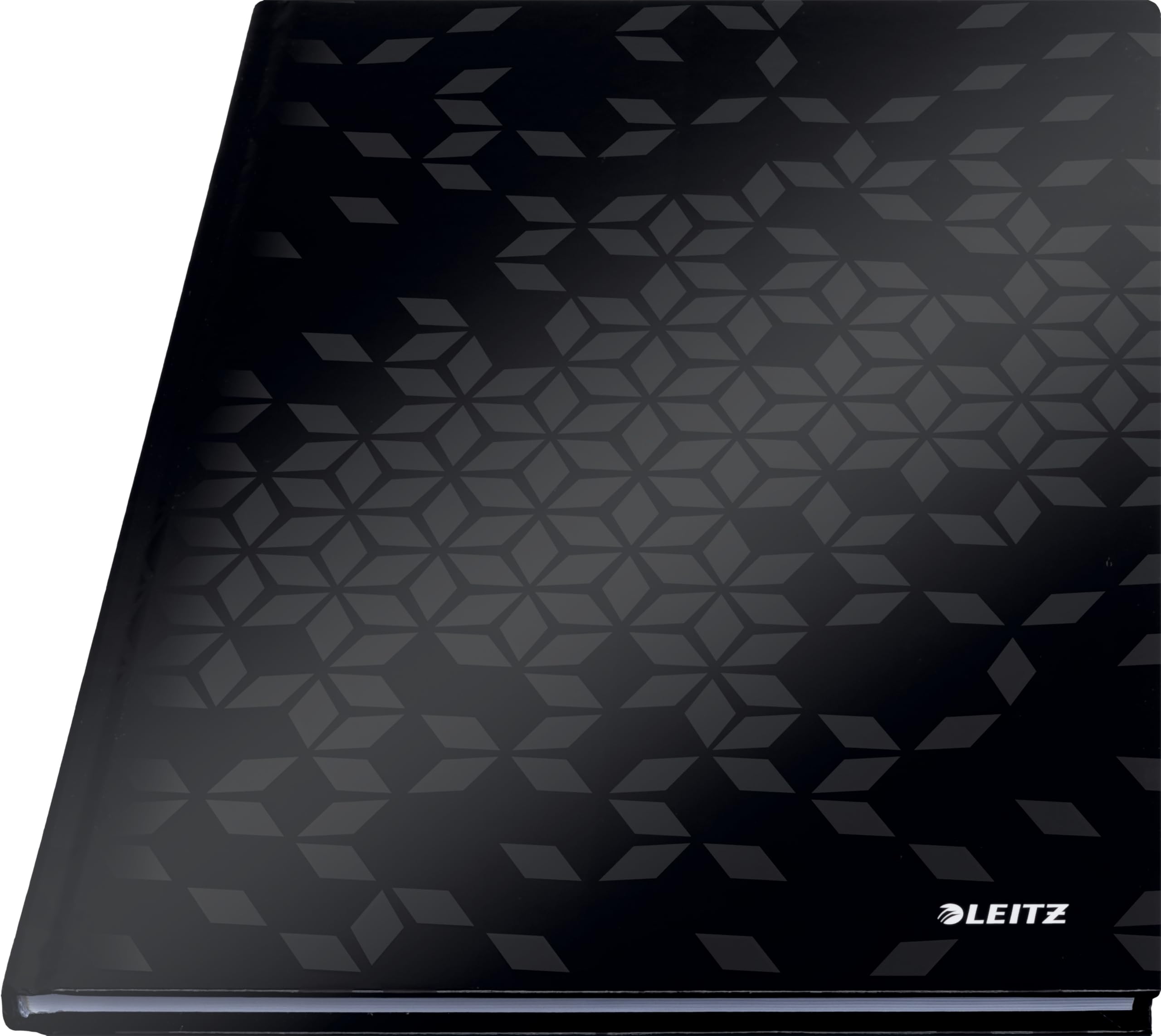 Leitz WOW Notebook A4 Lined, Hardcover, 160 Pages, 80 Sheets of FSC-Certified Paper (80 g/m²), Laminated Cover, Thread Binding, For Office, School or as a Diary, Black, 46251095