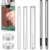 Keadic 7Pcs Leathercraft Rivet Install Punch Base Tool Kit, Stainless Steel Round Hole Punch Dies Leather Craft Setter, Spike
