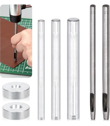 JONMON 11-Piece Snap Rivet Setter Kit – Die Punch & Snap Installation Tool With 2.5/3mm Hole Punches, 7-in-1 Base, Anvil, For Leather Craft DIY