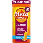 Metamucil 4-in-1 Psyllium Husk Fiber Supplement, Sugar-Free, 180 teaspoons, Orange Flavored, Daily Fiber Powder for Digestive Health, made with Plant-Based Psyllium Husk Fiber