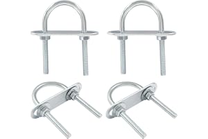 BokWin 4 Pcs Round U Bolts M6 Bend U Bolts in Zinc Plated Steel U Clamp with Nut, Plate, Washer(34mm Inner Width 75mm Length)