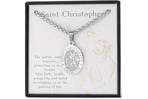 Zocomi Saint Christopher/Joseph/Anthony/Jude/Michael Necklace Medal for Men Boys，St Christopher Pendant Medallion with Chain 24 Inches