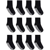 ZAPLES Baby Non Slip Grip Crew Socks with Anti Skid Soles for Infants Toddlers Kids Boys Girls