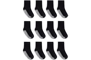 Zaples Grip Crew Socks with Non Slip/Anti Skid Soles for Baby Infants Toddlers Kids Boys Girls