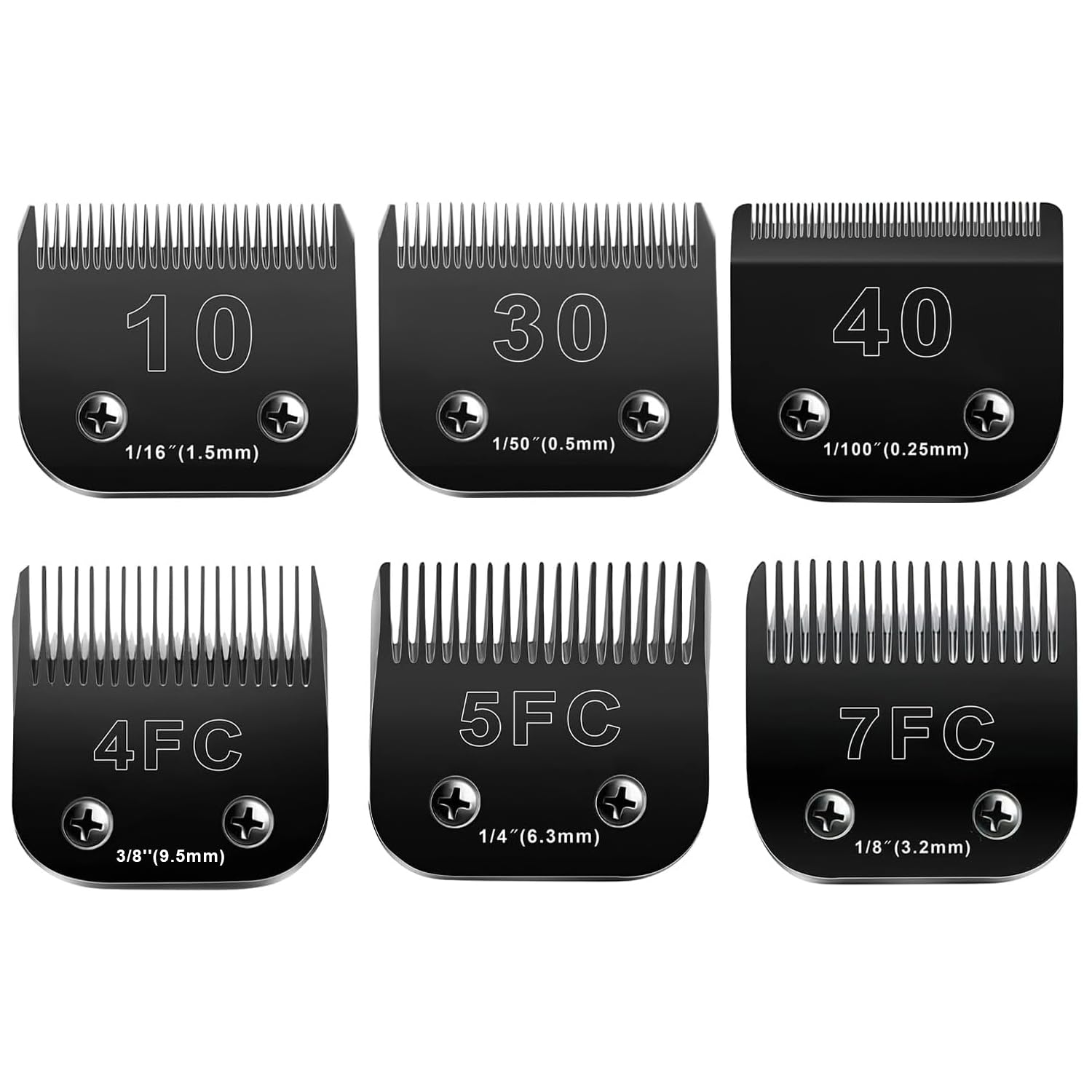 Photo 1 of Audoc 10 Blades Dog Grooming Blades Compatible with Andis/Oster A5/Wahl KM-10 Series Dog Clippers,Detachable Clipper Replacement Blade (6PCS Black-#10+30+40+4FC+5FC+7FC)