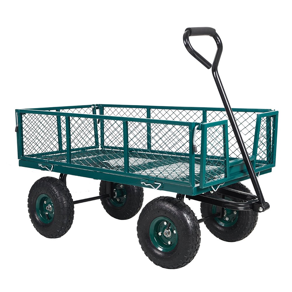 Livebest Utility Wagon Farm and Heavy Duty Cart with Removable Folding Sides, 550 Lb Load Capacity,Perfect for Garden