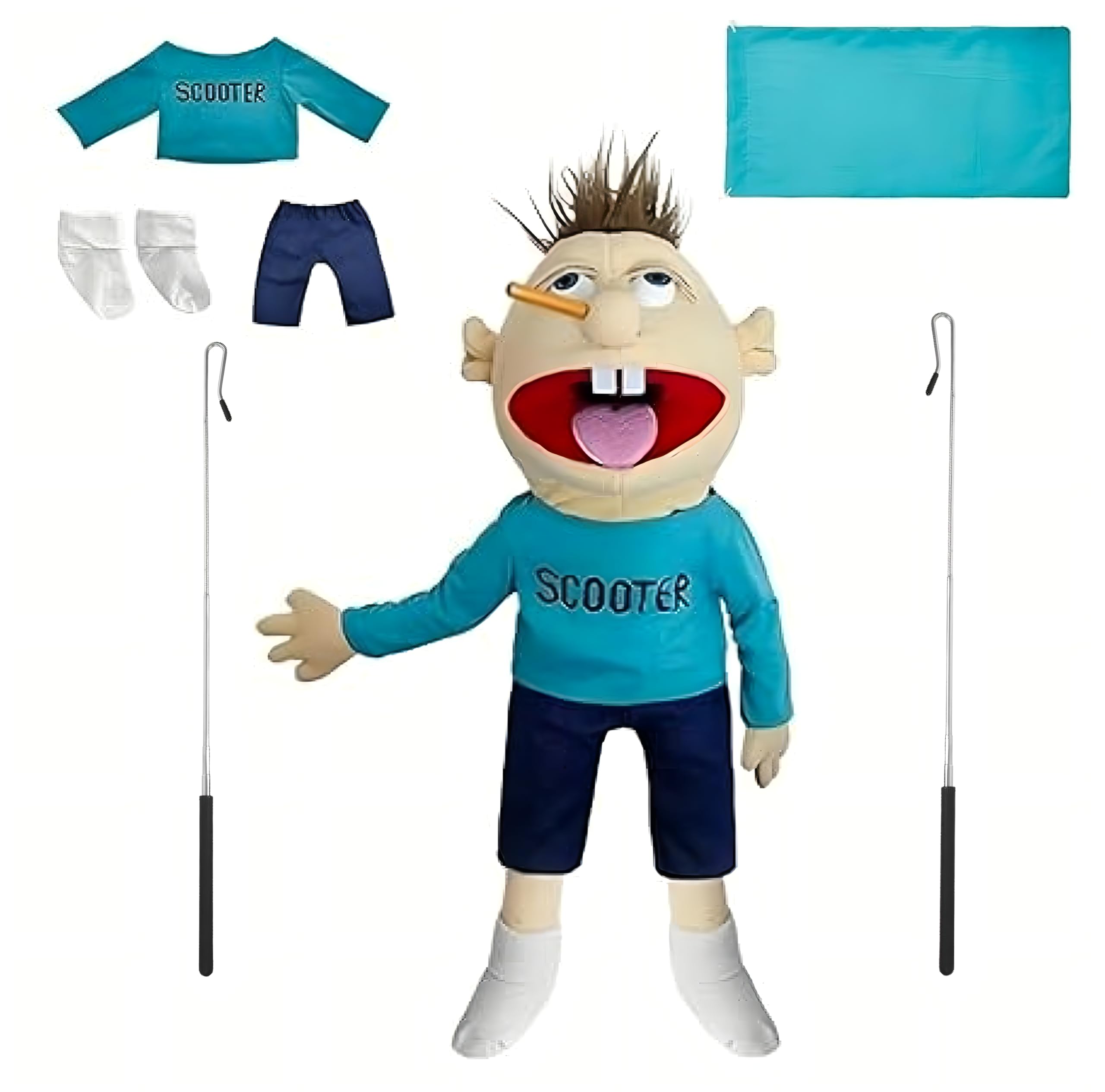 Jeffy Puppet Plush Toy – 60cm Hand Puppet with 2 Rods, Soft Jeffy & Joseph Dolls for Kids & Adults, Interactive Prank Toy for Roleplay, Educational Gift for Birthday, Christmas, Halloween