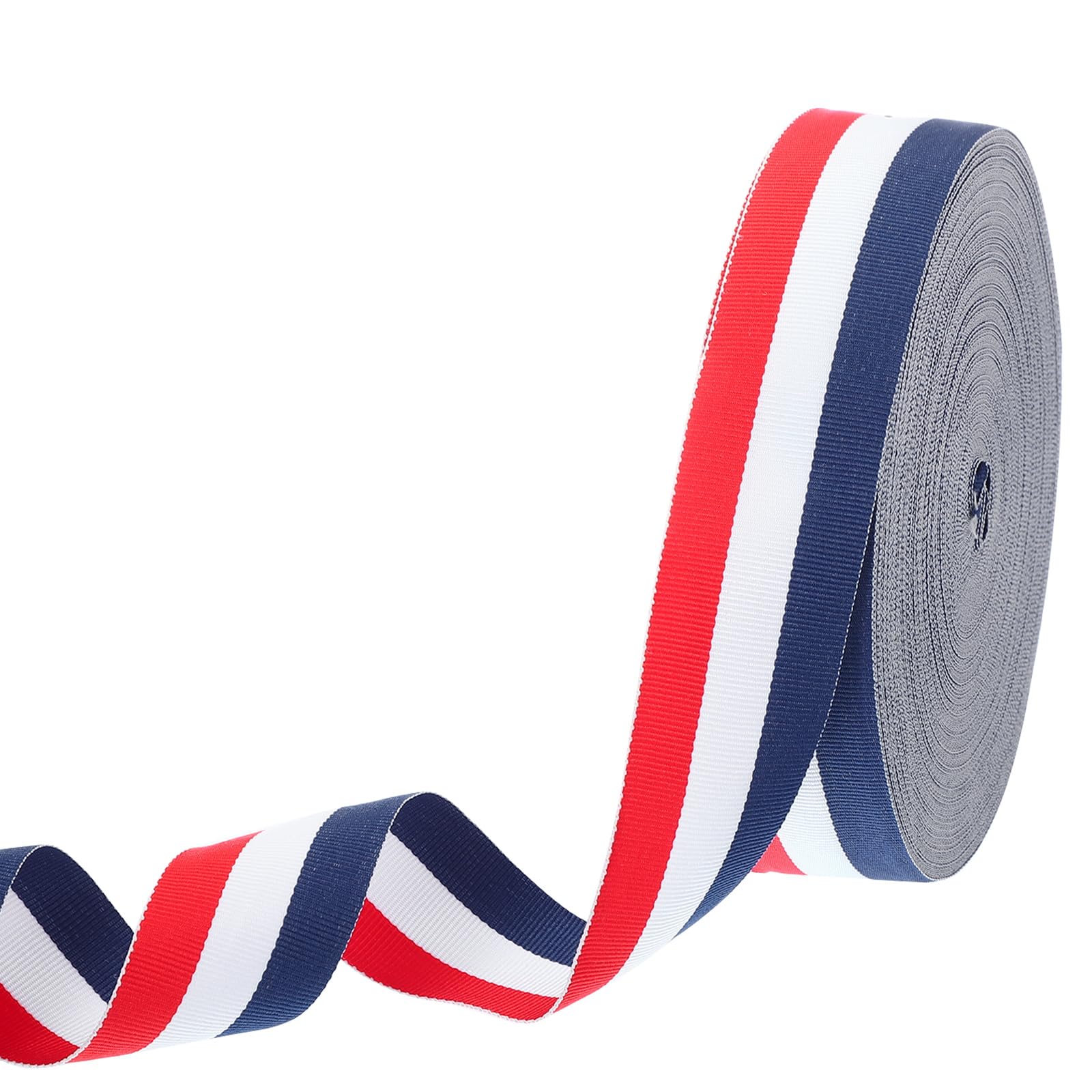 PATIKIL 1-4/8" Red White Navy Striped Grosgrain Ribbon, 55 Yard Polyester Fabric Stripe Craft Ribbon Double Faced Design for Bow Gift Wrapping DIY Making Garment Christmas Decorations
