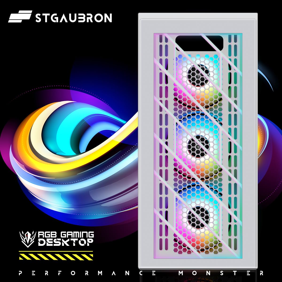 STGAubron Gaming PC Computer Desktop, GeForce GTX 1660 Super 6G, Intel Core i7 8th Gen up to 4.1GHz, 16G DDR4, 1T SSD, WiFi 6 & BT 5.2, RGB Fan x4, Windows 11 Home