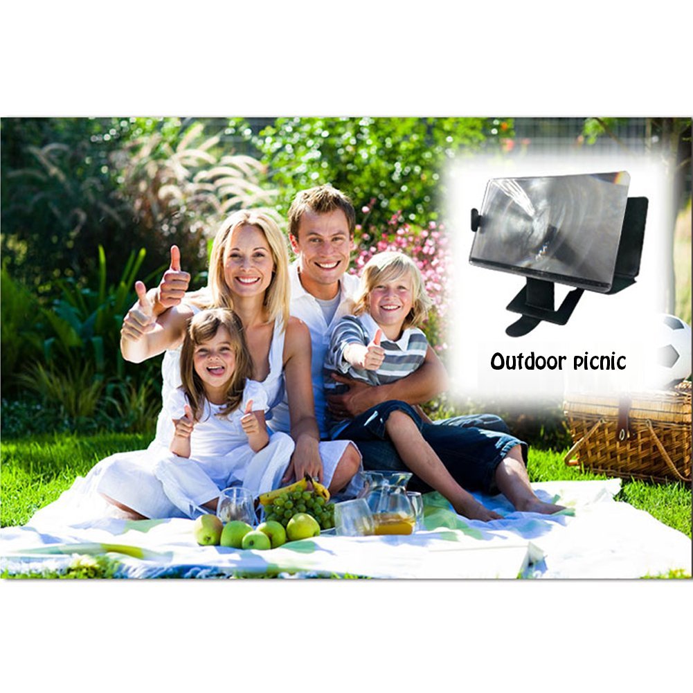 Canyoze Screen Magnifier 3d Smart Mobile Phone Movies Amplifier with Pu Leather Foldable Holder Stand for Any Smartphone iPhone 4 5 6 7 7s Plus, Samsung Galaxy Note 6 5 4 3 Edge All Smart Phones