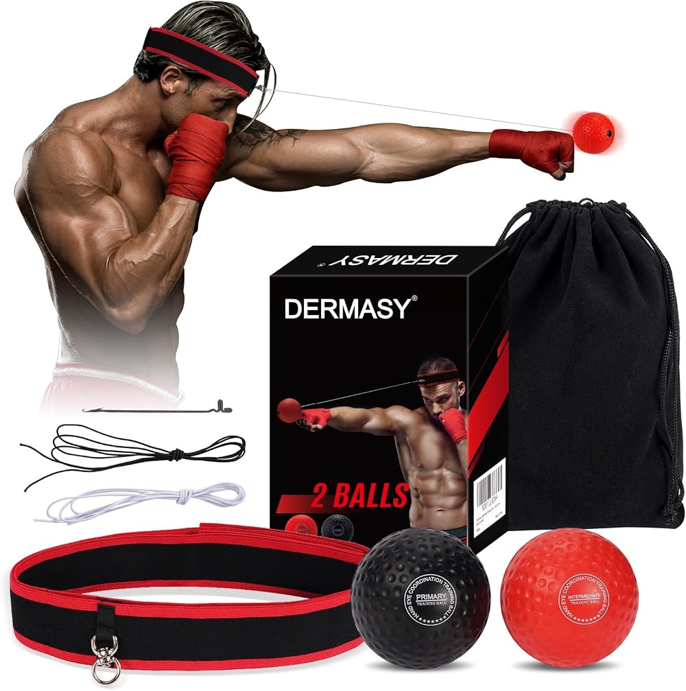 Dermasy Boxing Training Ball Set with Headband for Reaction and Speed