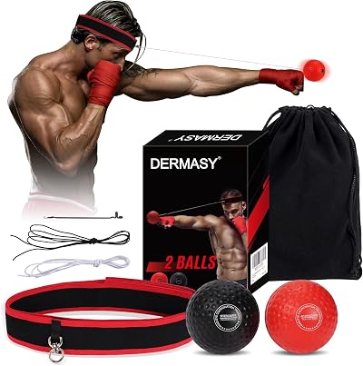 Dermasy Boxing Training Ball Set with Headband for Reaction and Speed
