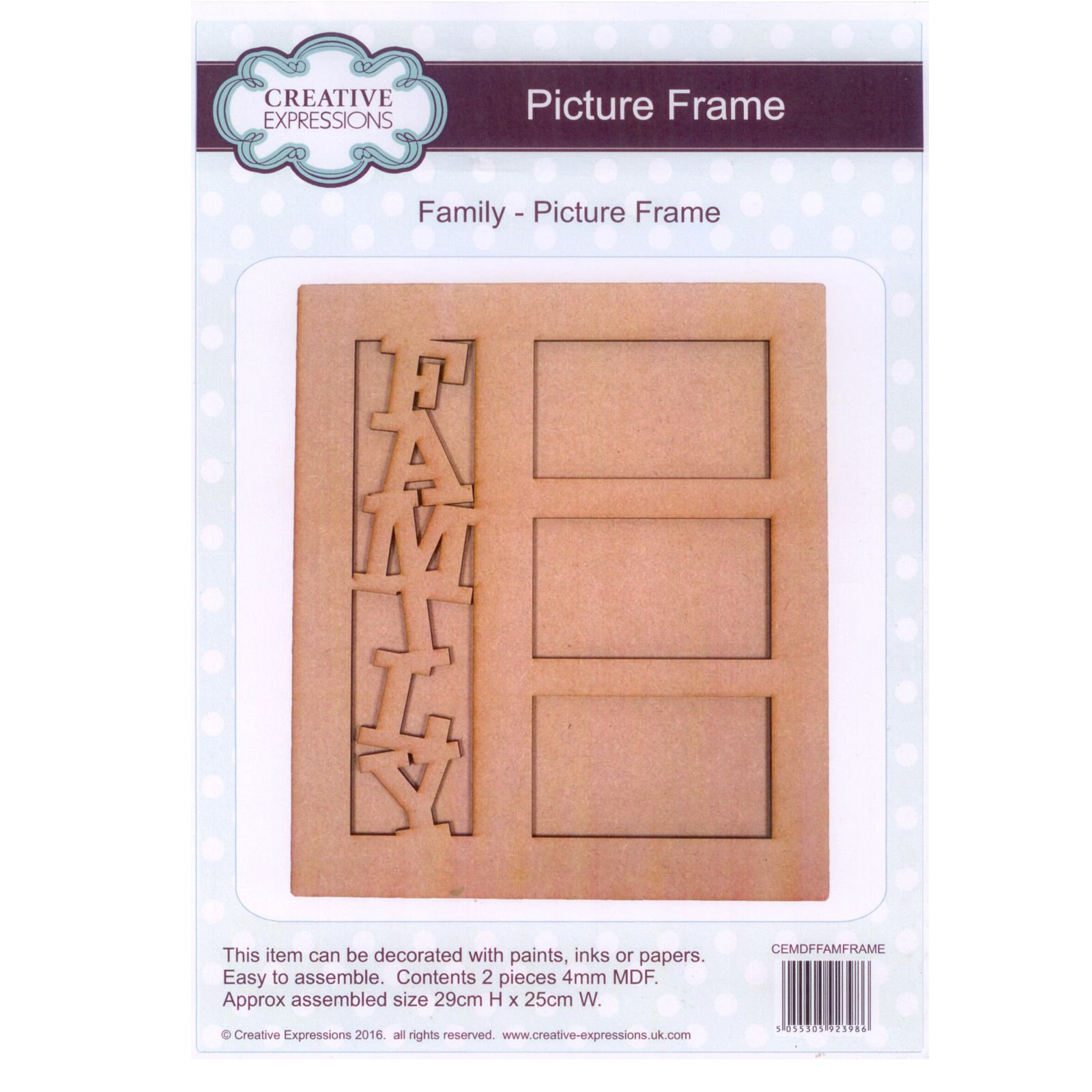 Creative Expressions CEMDFFAMFRAME MDF - Family Picture Frame, Wood