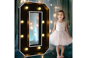 Ledido 3FT Marquee Light Up Letters Black Mosaic Letters Large Lighted Marquee Numbers Large Marquee Letters for Party Wedding Baby Shower, LED Marquee Letter Lights Sign Black Marquee Number 0