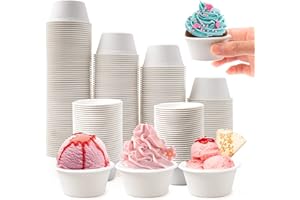 500 Pack Disposable Souffle Cups 2oz, Sustainable Small Paper Portion Cups, Food Sample Cup Made from Bagasse Fibe for Tastin