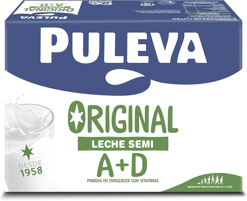 Leite meio gordo puleva pacote a+d 6 x 1l