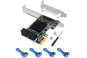 SATA Card, 4 Port SATA 3.0 Controller Expansion Card with 4 SATA Cable, 6Gbps PCIe SATA Card with Low Profile Bracket, Non-Ra
