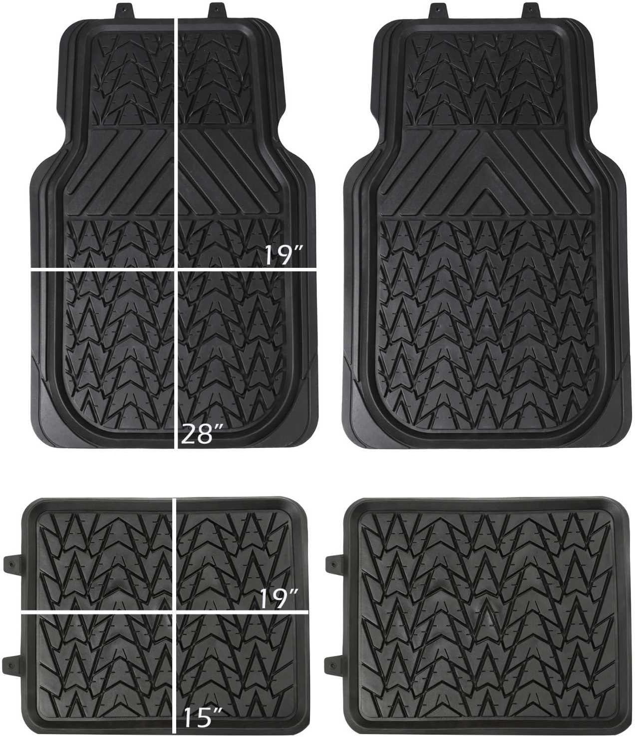 PIC AUTO Rubber Floor Mats - 100% Odorless & All Weather Heavy Duty (4-Piece,Black) 04