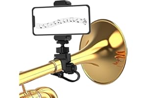 Adjustable Trumpet Phone Lyre Clip, 360°Rotation Lyre Music Clip Upgraded Saxophone Phone Holder Mount for Marching Band Trum