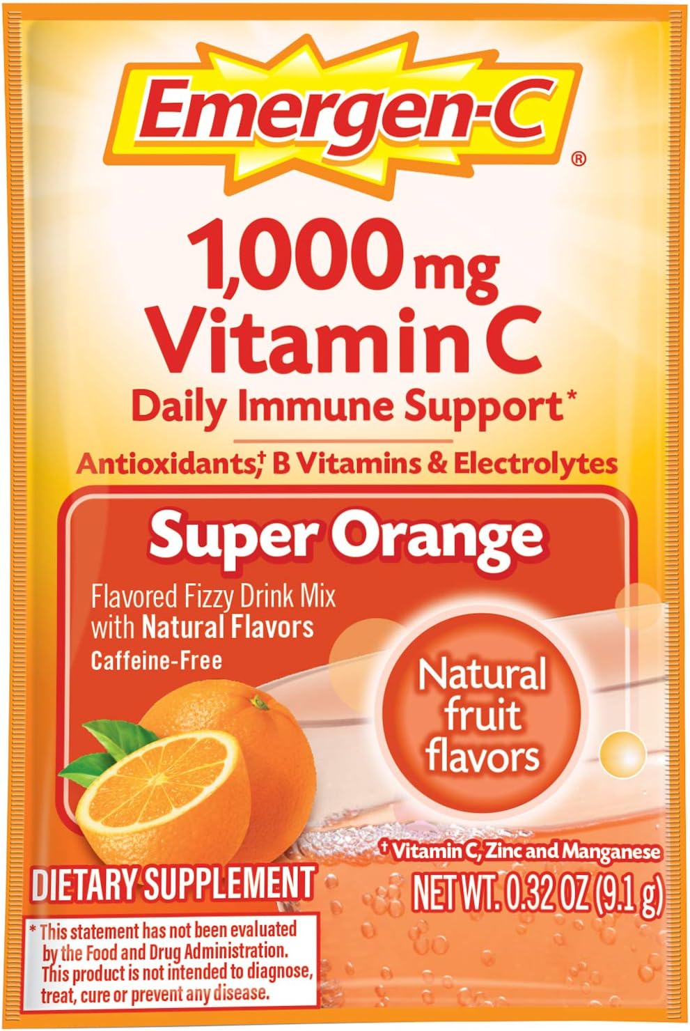 Emergen-C, Vitamin C 1000mg Pwdr Sup Orange, 30 Ct: Health & Personal Care